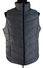 Lands End Down Puffer Vest Womens Large 14-16 Gray Full Zip