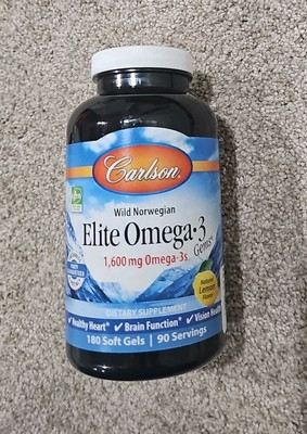 Wild Norwegian, Elite Omega-3 Gems  Natural Lemon 1,600 mg *LARGER 180 Soft Gels