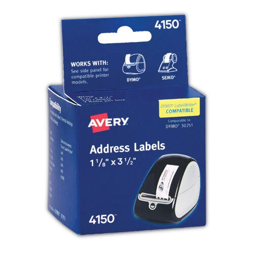 Avery Multipurpose Thermal Labels 1.13 X 3.5 White 130 roll 2 Rolls pack