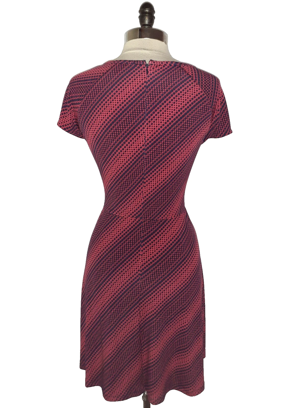 Abito MICHAEL KORS taglia L linea A rosso blu cappuccio manica strtech maglia lunghezza ginocchio