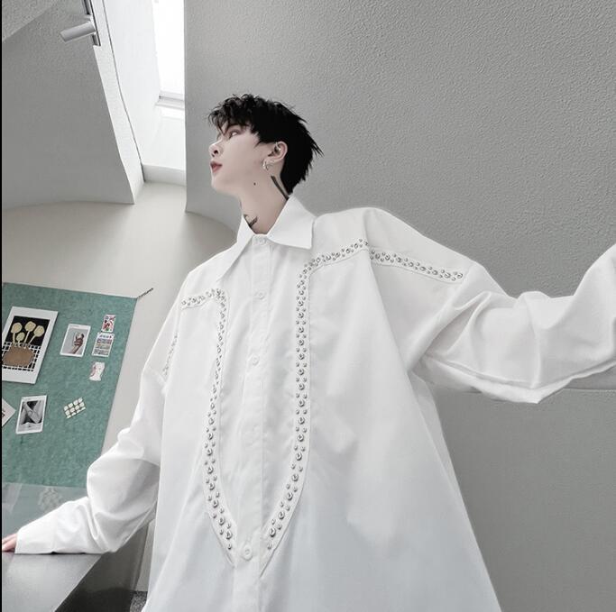 Mens Youth 2022 New Fashion Studs Long Sleeves Loose Casual