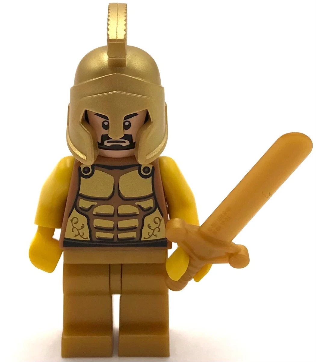 Lego New Golden Knight Minifigure Spartan Warrior with Helmet and