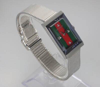 Gucci G-Frame 21mm YA147401 147.4 Red and Green Dial Mesh 