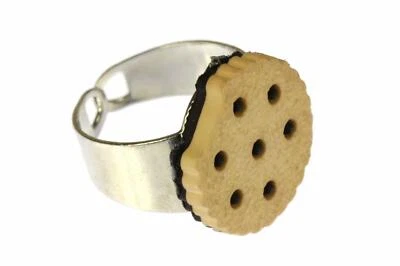 Keksring Ring Keks Miniblings Fingerring Doppelkeks Chocolate Chips + Biss hell - Bild 1 von 4