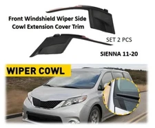 OEM SET 11-20 Toyota Sienna FR Windshield Wiper Side Cowl Extension Cover Trim