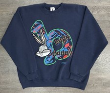 VTG JOSTENS Bugs Bunny Looney Tunes 1993 Crewneck Navy Blue Sweatshirt 90s SZ XL