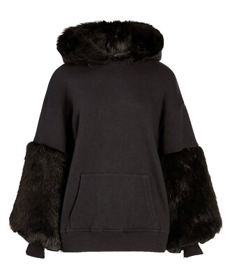 EXPRESS FAUX FUR TRIMMED HOODIE (XS)