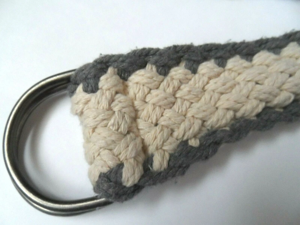 Cinturón mujer 100 % algodón beige/gris Foto 3 de 3