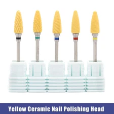Yellow Ceramic Nail Polishing Head Rotary File Drill Bits Electric Manicure Tool