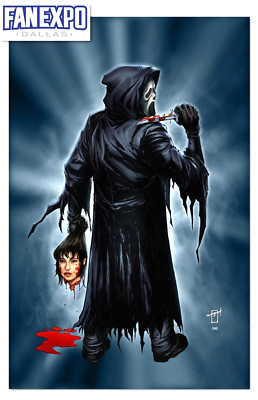 TRIBUTE: WES CRAVEN JONATHAN URIBE GHOSTFACE VARIANT SPOT FOIL/RAW SET W/COA.