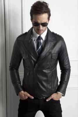 Stylish Handmade New Men Jacket Leather Black Lambskin Genuine Motorcycle Biker