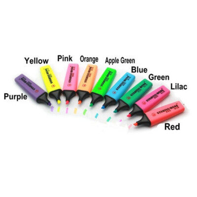 4 x Highlighter STABILO BOSS ORIGINAL Multi Colour green ,red ,yellow and blue 