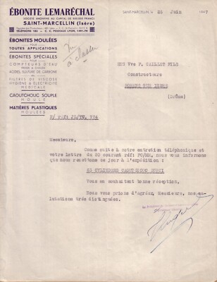 SAINT MARCELLIN - EBONIT BRIEF LEMARECHAL, GUMMI - 1947