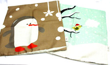 Two HOSL Throw Pillow Covers Holiday 17x17 Zipper Closure Home Christmas Decor
