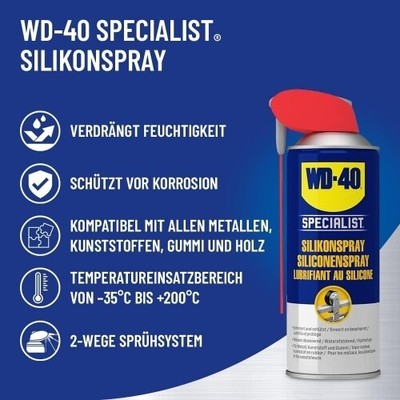 WD-40 Specialist Silikonspray 2x400 Ml – Mit Smart Straw Für Präzises Sprühen