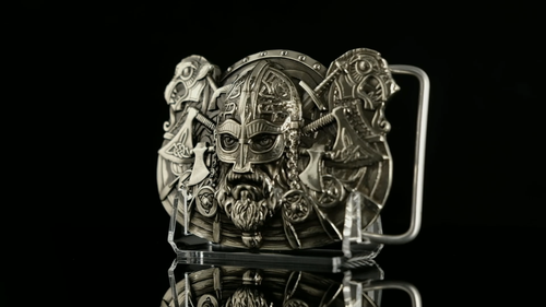 Deutsche Silber Gürtelschnalle "Wikinger"; Skandinavisch Deutsch Silber Krieger Buckle - Video 1 von 1