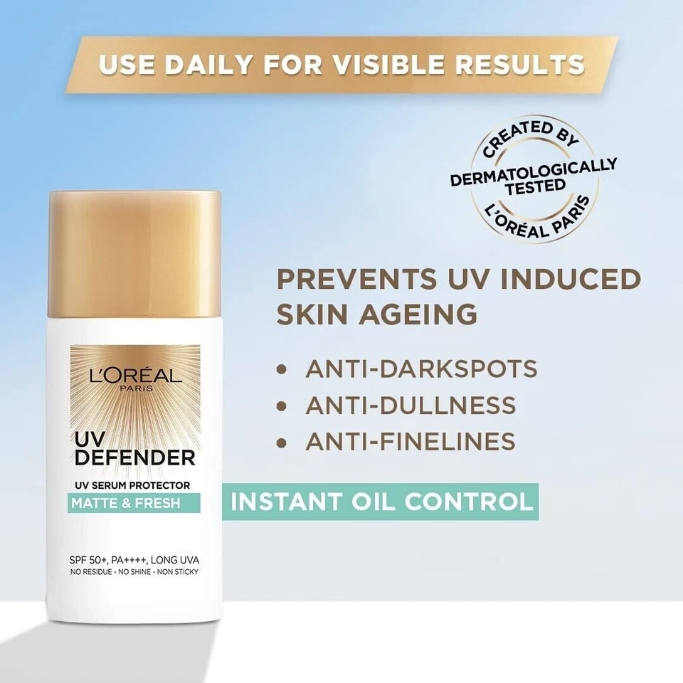 L’Oréal Paris UV Defender Serum Protector Sunscreen For Matte & Fresh 50ml - Image 2 of 4