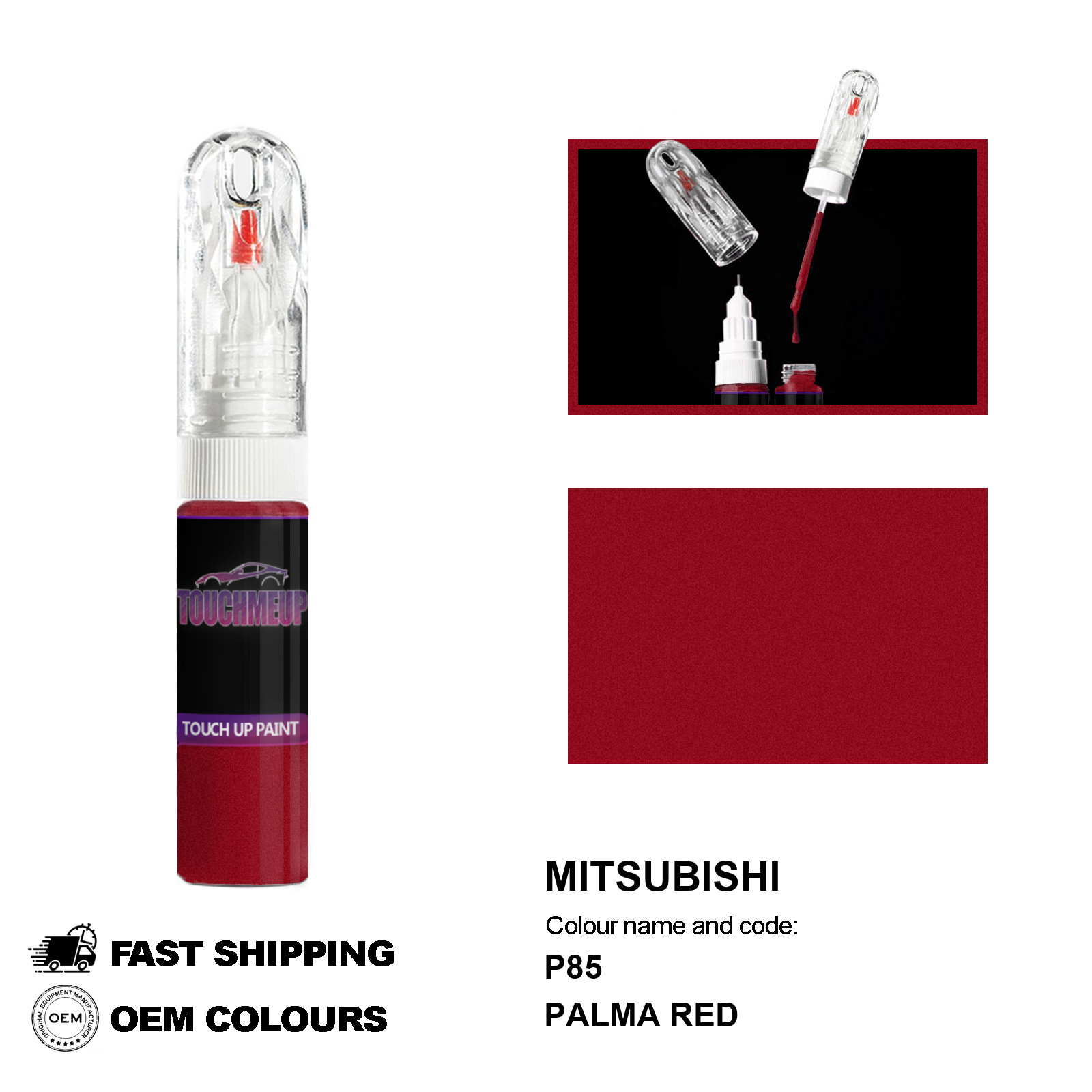 Pluma de pintura de retoque para MITSUBISHI PALMA ROJO P85 Kit de fijación de...