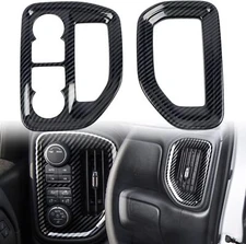 Carbon Fiber Dashboard Side Air Vent Outlet Trim Cover For Chevy Silverado 2019+