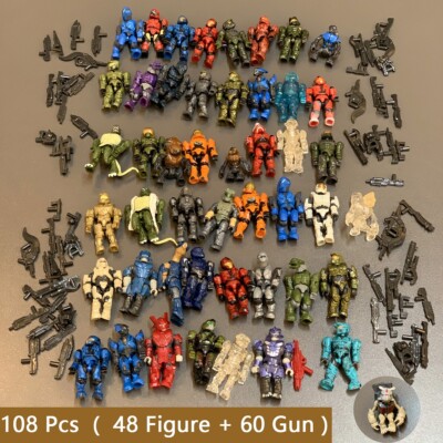 New 108Pcs (48 Figure +60 Gun) HALO Mega Bloks CONSTRUX Unsc Elite SPARTAN Toys
