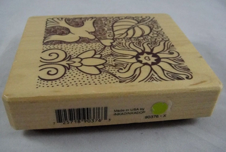 Sello de goma montado en bloque de madera cuadrado Inkadinkado Galerie Vernissage 4 paz Foto 3 de 4