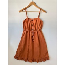 Shein Casual Mini Dress Button Front Drawstring Waist Ruffle Hem S