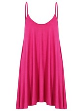 Womens Cami Swing Dress Ladies Camisole Flared Skater Strappy Mini Vest Top 8-26