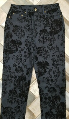  DG2 By Diane Gilman Women Virtual Stretch Jeans Floral  Size 8 Tall 
