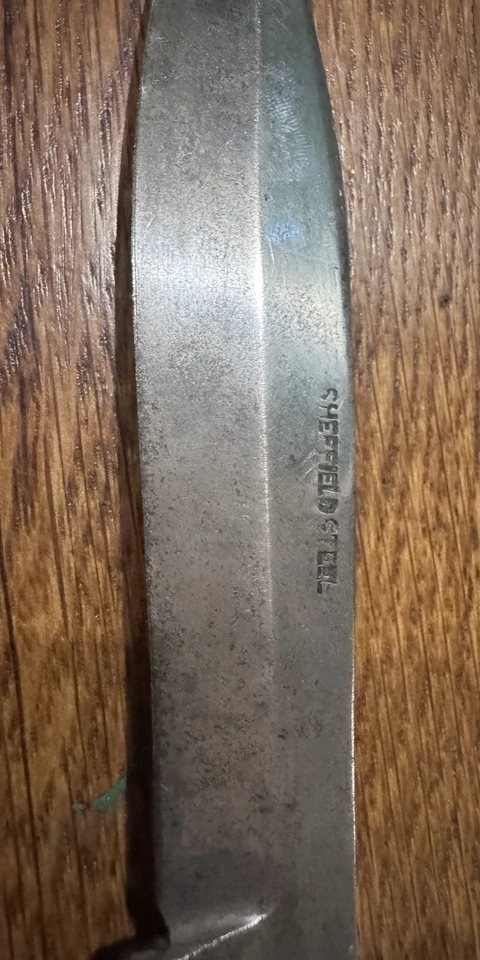 Antique Sheffield No 6 Bowie Knife 5.5” Fixed Blade Maltese Cross - Image 4 of 4