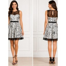 Eliza J Sleeveless Floral Illusion Fit-and-Flare Cocktail Dress Size 6
