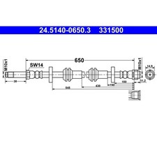 1x ORIGINAL® Ate Bremsschlauch Vorne für Audi A6 C7 Avant A6 C7 A7 Sportback