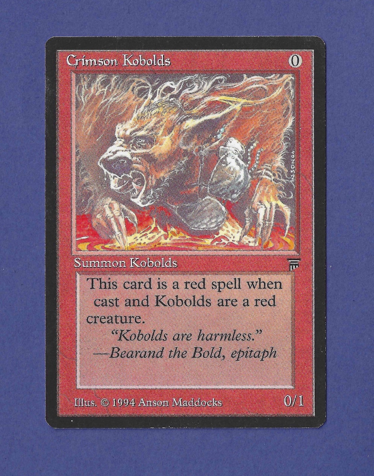 1994 Magic the Gathering - Crimson Kobolds - Summon Kobolds - Legends MTG