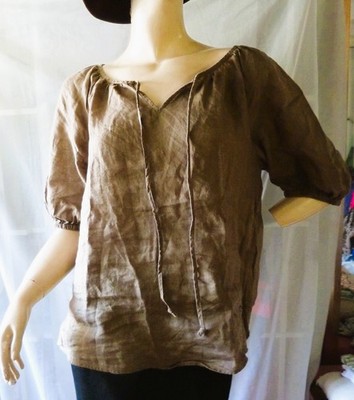 BRAX STYLISHE LEINEN BLUSE TUNIKA STYLE OLIVE GR 34 WEIT WIE NEU