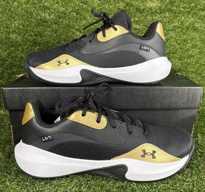 Under Armour Lockdown 7 Basketball Shoes Black Gold 3027646-001 Men's Size 9.5