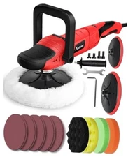  Car Buffer Polisher, 6 Variable Speed 1000-3500 RPM, Rotary Buffer Dark Red