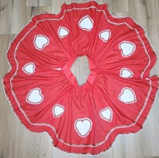 Vtg Handmade Red w/ Hearts Square Dance Western Swing Circle Skirt Rockabilly SM