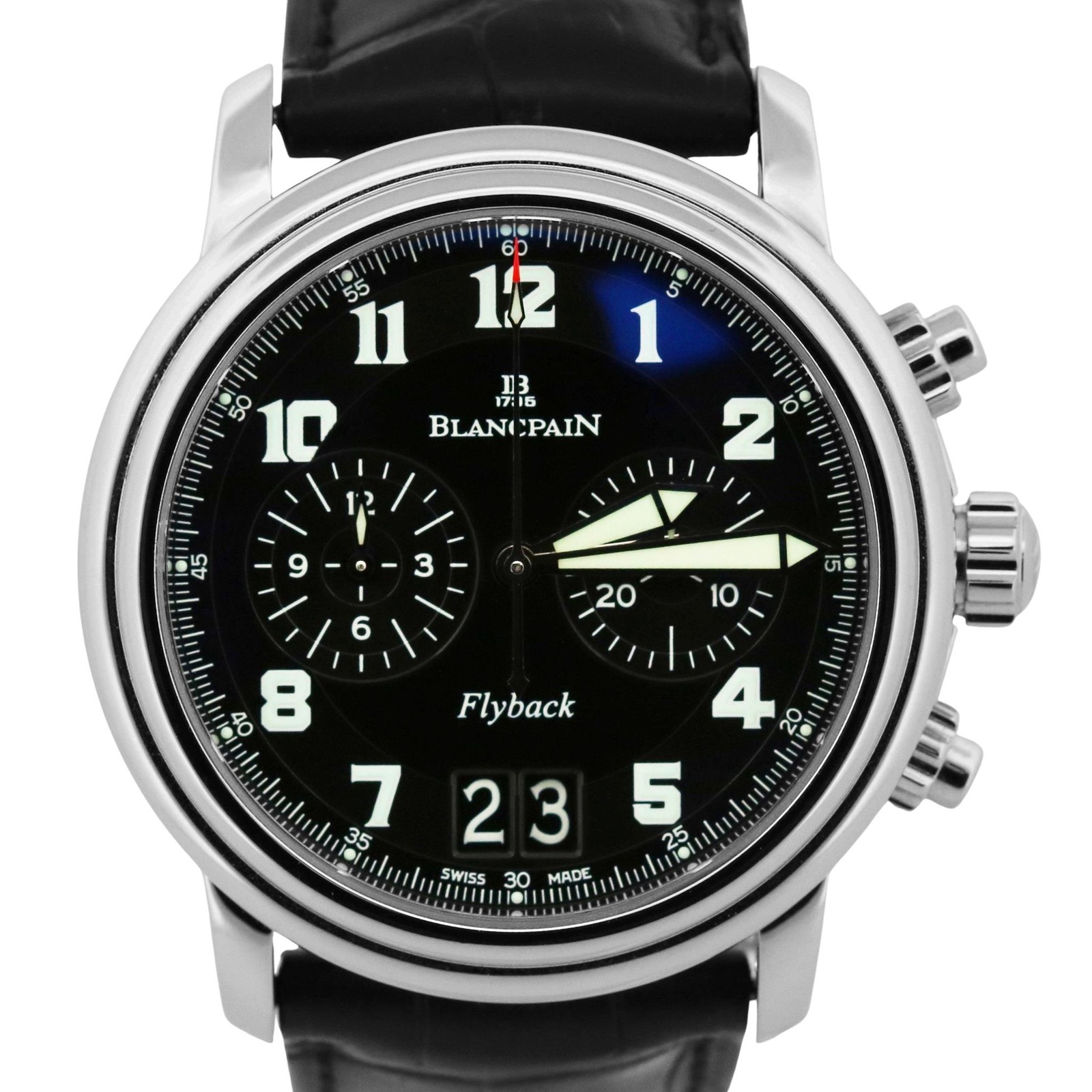 Blancpain Leman Flyback 40mm BLACK Arabic Automatic Leather 2885F-1130-71 BOX