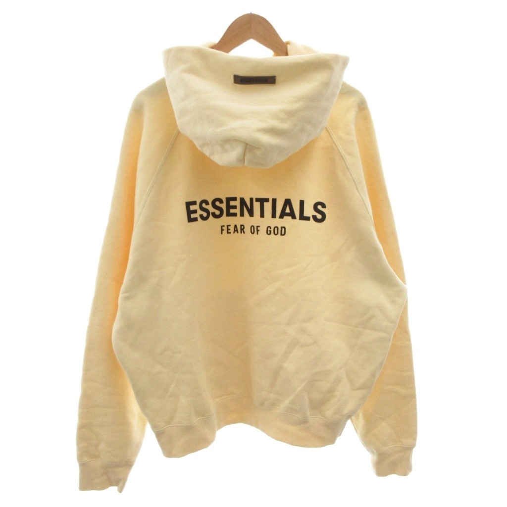 Essentials +S Back Logo Hoodie Beige Long Sleeve Parka Sweatshirt Used thumbnail 2