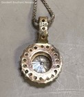 17" Silver Chain White Stone Halo Pendant Necklace — photo 4