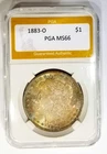 1883-O MS 66 Morgan Dollar Lovely 2 Sided Iridescent Color Toning PGA