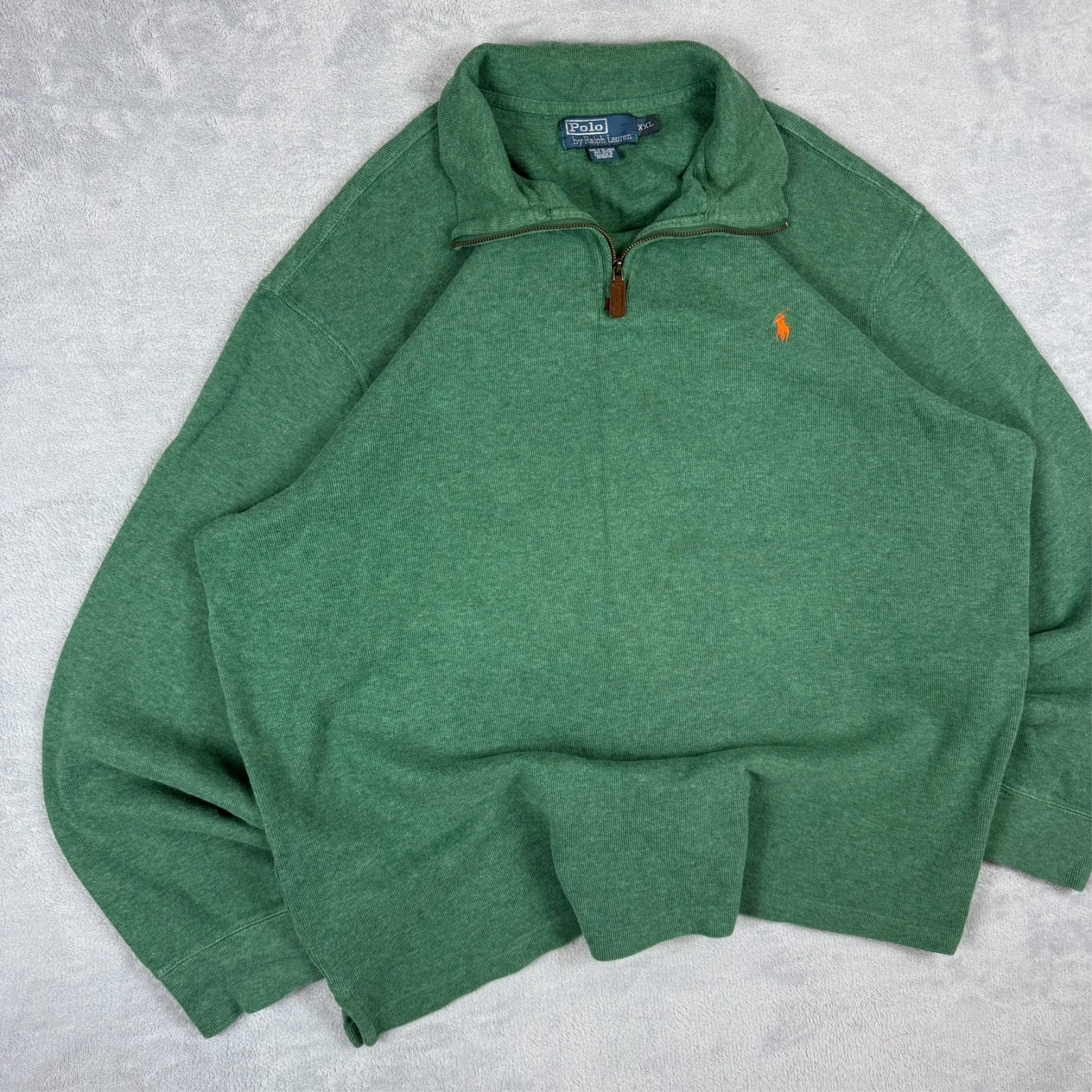 Vintage Polo Ralph Lauren 90's Green Size 2XL 1/4 Quarter Zip Jumper Sweatshirt image 2