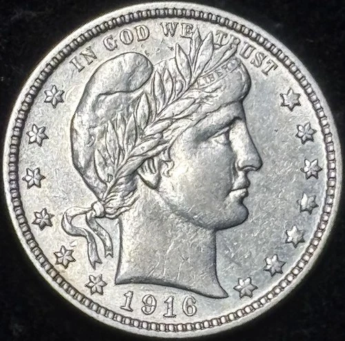 1916-D Barber Quarter Silver Mint Luster Choice Example