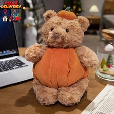 30cm Pumpkin Bear Plush Toy, Cute Halloween Stuffed Animal in Suit, Gift for Kid