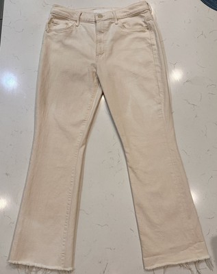 Mother Superior Jeans Womens Insider Ankle Fray Size 32-Act Natural White