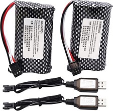 2 Pack 7.4V 1300mAh Li-ion Rechargeable Battery with SM3P Plug and Charger Ca