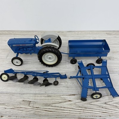Vintage Ertl Ford 4000 Deluxe Farm Set-4pc Tractor Wagon Disc Harrow & Plow /cb