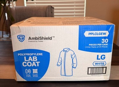 Ambishield Polypropylene White Disposable Lab Coats, 30 Piece, PPLCLGEW, Large