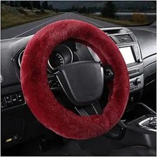 Fluffy Car Steering Wheel Cover, 15 Inch Soft Warm Plush Anti- Color: Wine Red