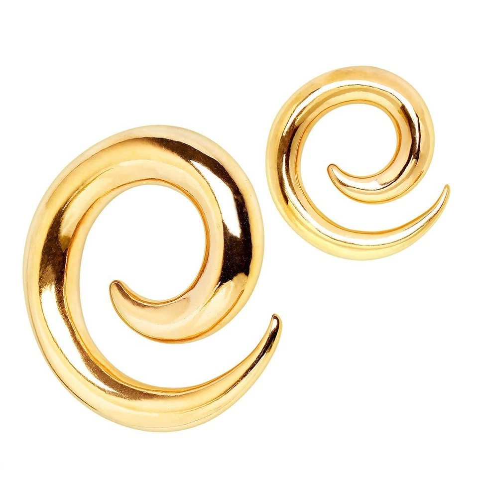 PAIR of Gold Plated 316L Surgical Steel Spiral Taper - Image 4 of 4