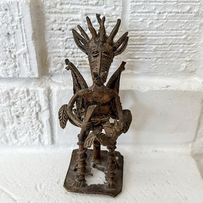 Vintage African Tribal Cast Metal Figure Sculpture Primitive Folk Art RARE